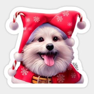 Christmas Pomeranian Puppy Sticker